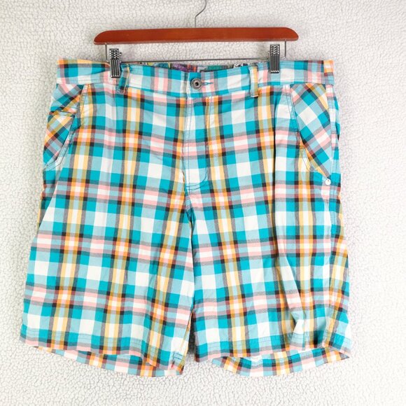 Lululemon Shorts Mens 36 Blue Pink Plaid Hybrid Swim Stretch Colorful - Picture 2 of 10